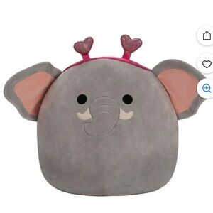 Mila the Elephant with pink heart headband